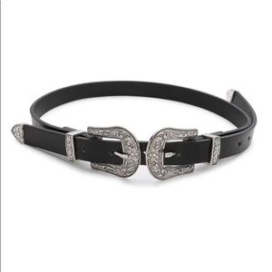 Black Double Buckle Western Belt